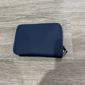Navy Blue Zip Wallet | Classic Leather-Style Wallet | Compact Zip Around
